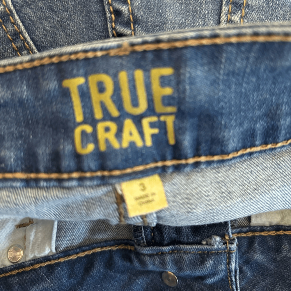 True Craft Blue Denim Floral Embroidery Ripped Skinny Jeans Medium Wash Size 3 - Picture 9 of 11